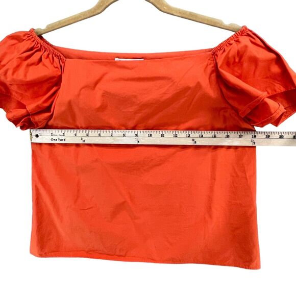 Alice + Olivia Loryn Blouse S Orange Poplin Off Shoulder Ruffle Top Boho Cottage - Picture 5 of 13